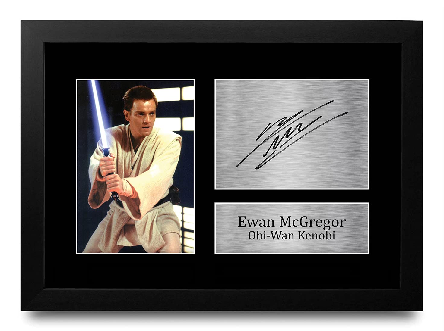 HWC Trading FR Ewan McGregor Gift Signed FRAMED A4 Printed Autograph Star Wars Gifts Obi-Wan Kenobi Print Photo Picture Display