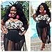 Women's Plus Size Swimsuit Floral Top Black Mesh Skirt Bottom Two Piece Bathing Suit (Black, 4XL (US 16-18))