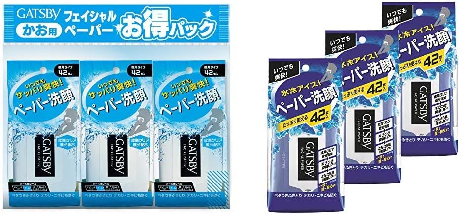 Amazon セット買い まとめ買い Gatsby ギャツビー フェイシャルペーパー 徳用42枚 3個パック ギャツビー Gatsby フェイシャルペーパー アイスタイプ 42枚 3パック メンズ 洗顔シート Ec限定品 Gatsby ギャツビー 洗顔スポンジ クロス 通販
