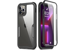 FUNMIKO iPhone 13 Pro Case with Screen Protector,Mili-Grade Heavy Duty Protection Pass 21ft. Drop Tested Slim-fit Clear Plastic Cover Protective Phone Case for Apple iPhone 13 Pro 6.1" Black