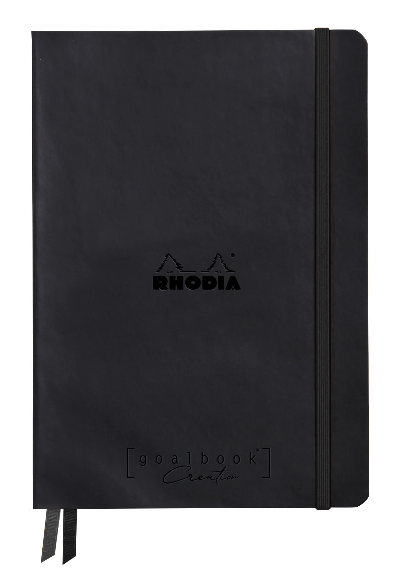 RHODIA 194440C - Rigid Notebook Journal Goalbook Creation Black - A5 14.8 x 21 cm - Dotted 160 pages Black Maya Paper 120g/m² - 2 Ribbons - Faux Leather Cover — image 1