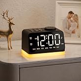 JALL Digital Alarm Clock with FM Radio for Bedroom, 8 Colors Night Light with 2 Charging Port, Sleep Sound Machines with Timer, Dual Alarm, Loud Alarm and Easy to Use for Seniors as Gift