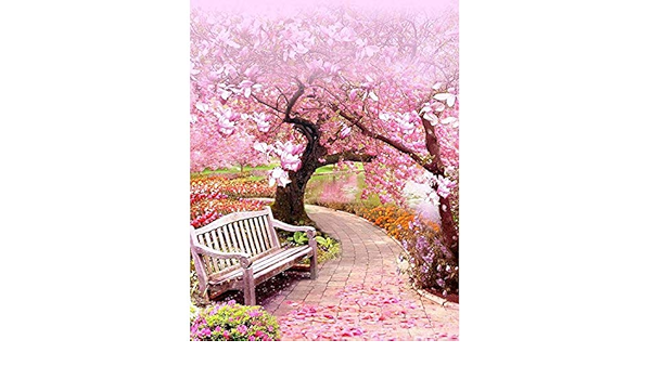 Amazon Com Zimal Full 5d Diy Cherry Blossom Street 3d Diamond Painting Round Rhinestones Diamond Painting Embroidery Scenery 11 8 X 15 8 Inch