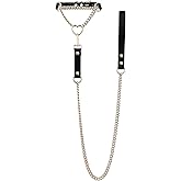 ADEMISHIA Heart O-ring Leather Choker Necklace For Women, Punk Gothic Black/Pink Slip Chain Necklace with Vegan Leather Swivel Clasp