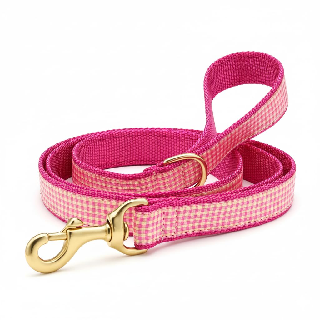 Pink Gingham Lead 5 Large (1) Dog Leash