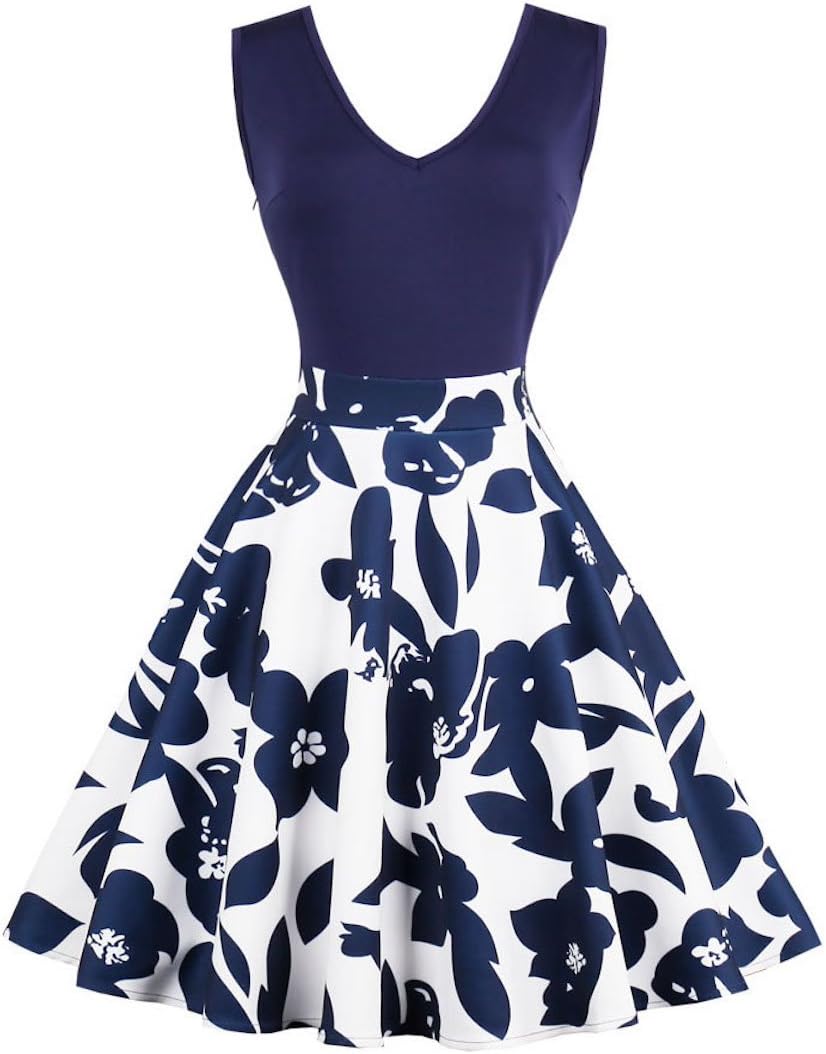 Ayli Women's V-Neck Sleeveless 1950s Retro Cocktail Dress