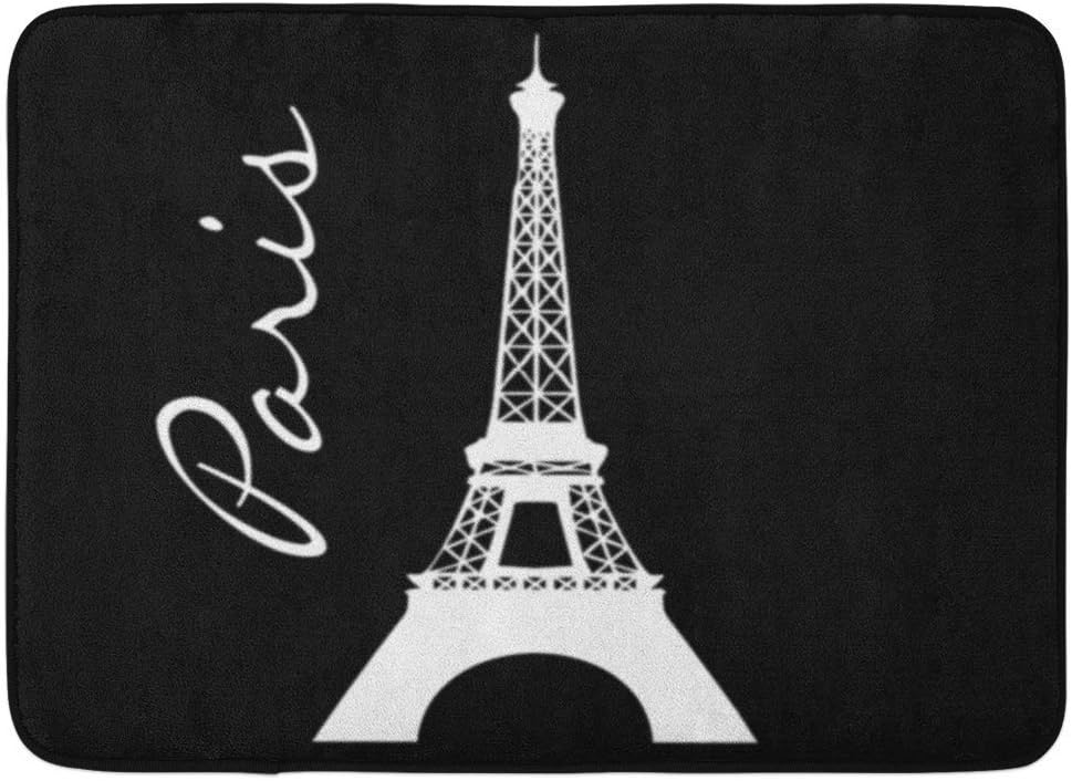 DEGTTF Custom Bath Mat Black White Eiffel Tower Paris Home Bathroom Decor Rug 15.7"x 23.6" Inches Entrance Mat Floor Rug Indoor/Outdoor/Front Door/Bathroom Mats Rubber Non Slip