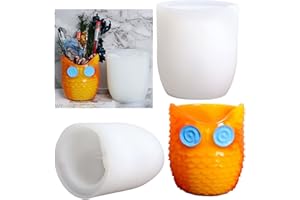 ANKTILY Owl Relief Concrete Flower Pot Silicone Mold, Succulent Planter Mold Clay Cement Vase Mould Pen Candle Holder Mold