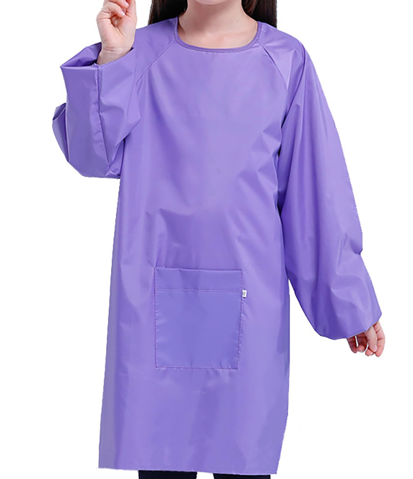 Yiqeenho Kids Art Smock Waterproof Painting Apron Artist Smocks for Children Long Sleeve Smock with Pocket Purple 2XL Fit Height 115-130CM