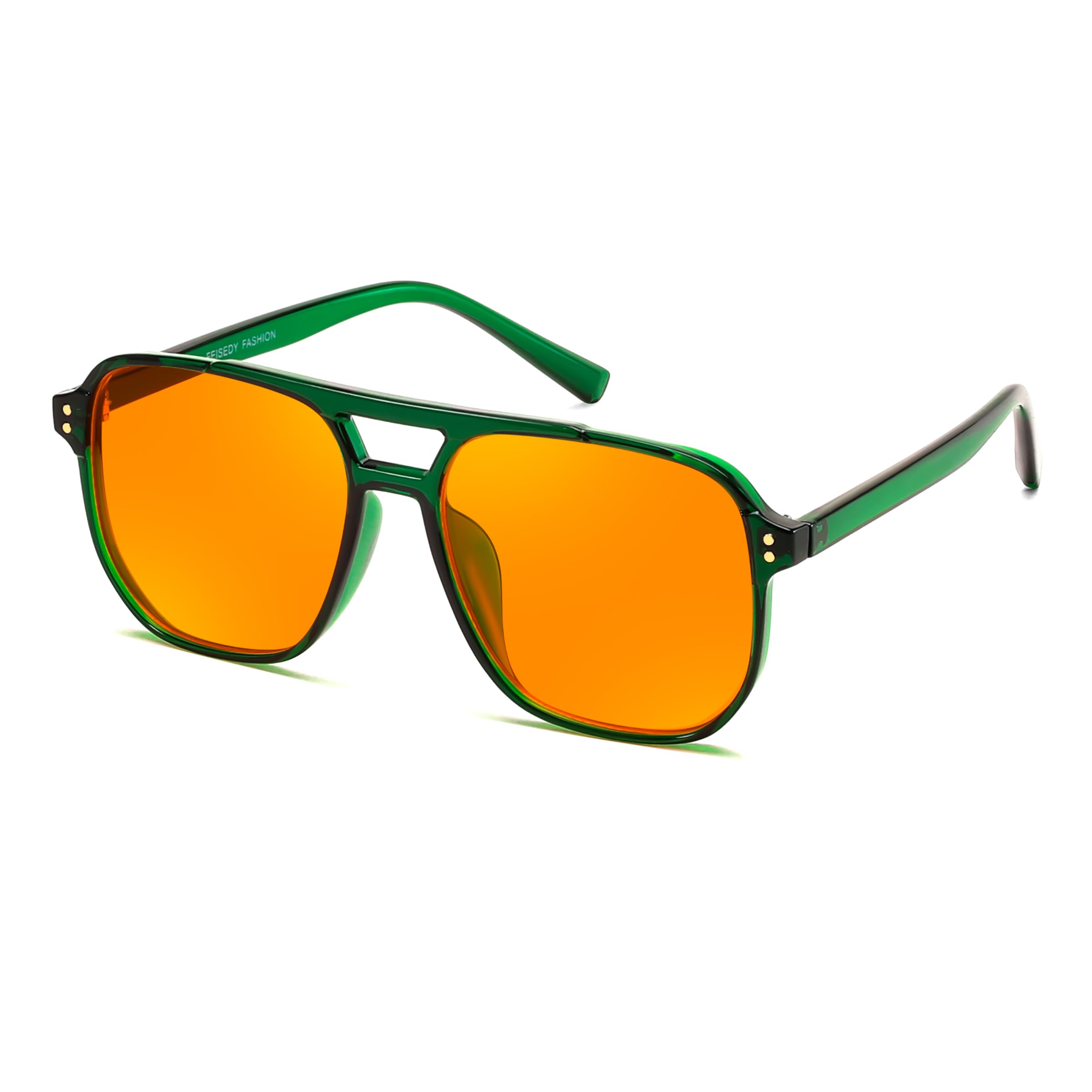 Photo 1 of FEISEDY Amber Blue Light Glasses for Computer Gaming Anti Eyestrain Sleep Glasses G2835 Green Transparent