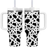 AMZUShome 40 OZ Cow Print Tumbler with Handle.Unique Birthday Christmas Gifts for cowprint lover.Personalized 40 OZ Cow Print Tumbler Gifts for Women Men.