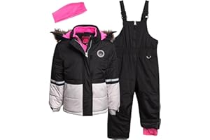 Pink Platinum Girls Snowsuit - 2 Piece Insulated Hooded Ski Jacket and Snow Bib - Toddler Girls Overalls (Size 2T-6X)