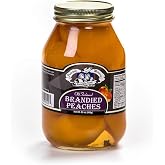 Amish Wedding Ready to Eat Peaches, USA Made 32 ounce Glass Jar, No Preservatives, Brandied