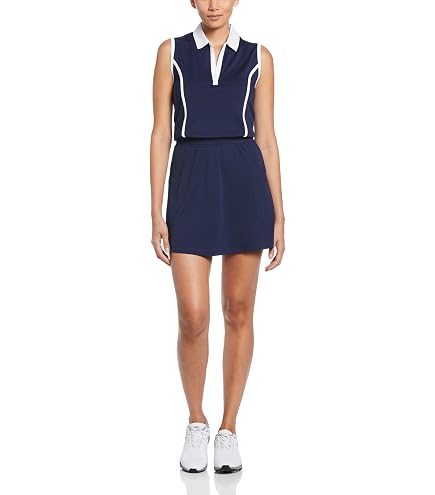 Callaway Women's Sleeveless Flounce Golf Dress with Inner Short, Racer Back, Truesculpt Technology, Stretch Fabric, Brilliant White, X-Small : Clothing, Shoes & Jewelry