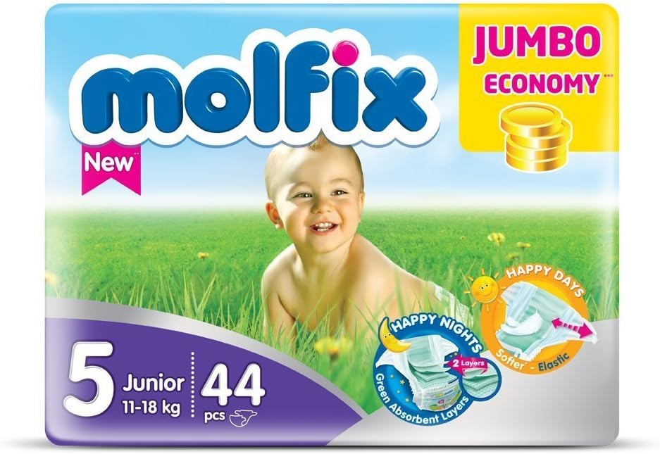 'Size 5 Junior Molfix Baby Nappies Jumbo Pack x 44 nappies