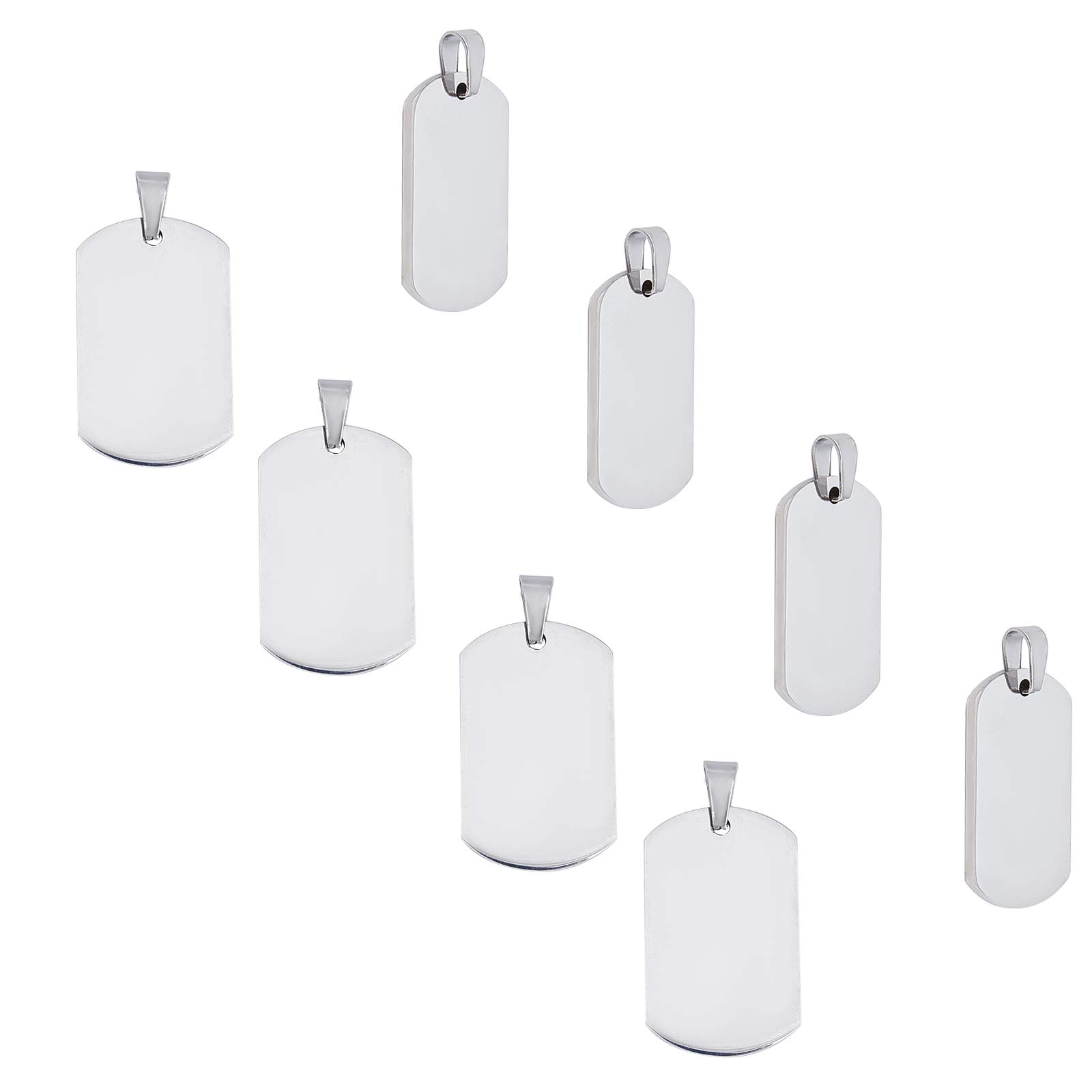 UNICRAFTALE about 10pcs Large Rectangle Charms Stainless Steel Pendants Stamping Blank Tag Smooth Charms for Jewelry Making Stainless Steel Color