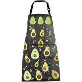 MBMSO Funny Avocado Apron Avocado Cooking Kitchen Aprons with Pockets Waterproof Apron for Chef Grilling BBQ Baking