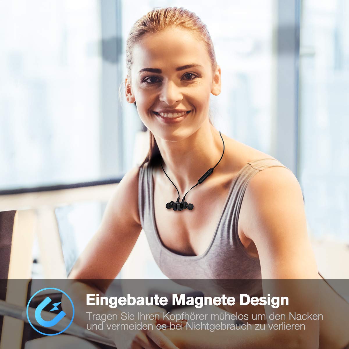 POWERADD Bluetooth Kopfhörer Sport Kopfhörer Bluetooth 4.1 leicht Wireless Ohrhörer wasserdicht IPX4 mit Mikrofron für iPhone, iPad, Samsung, Huawei, HTC und weiter Bluetooth-Gerät
