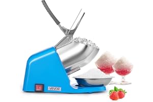 VEVOR Ice Crusher Machine, 286lbs Per Hour Electric 4 Blades Snow Cone Maker, Stainless Steel Shaved Ice Machine with Bowl and Cover, 300W 2000RPM Ice-Shaver for Home and Commercial Use, Blue
