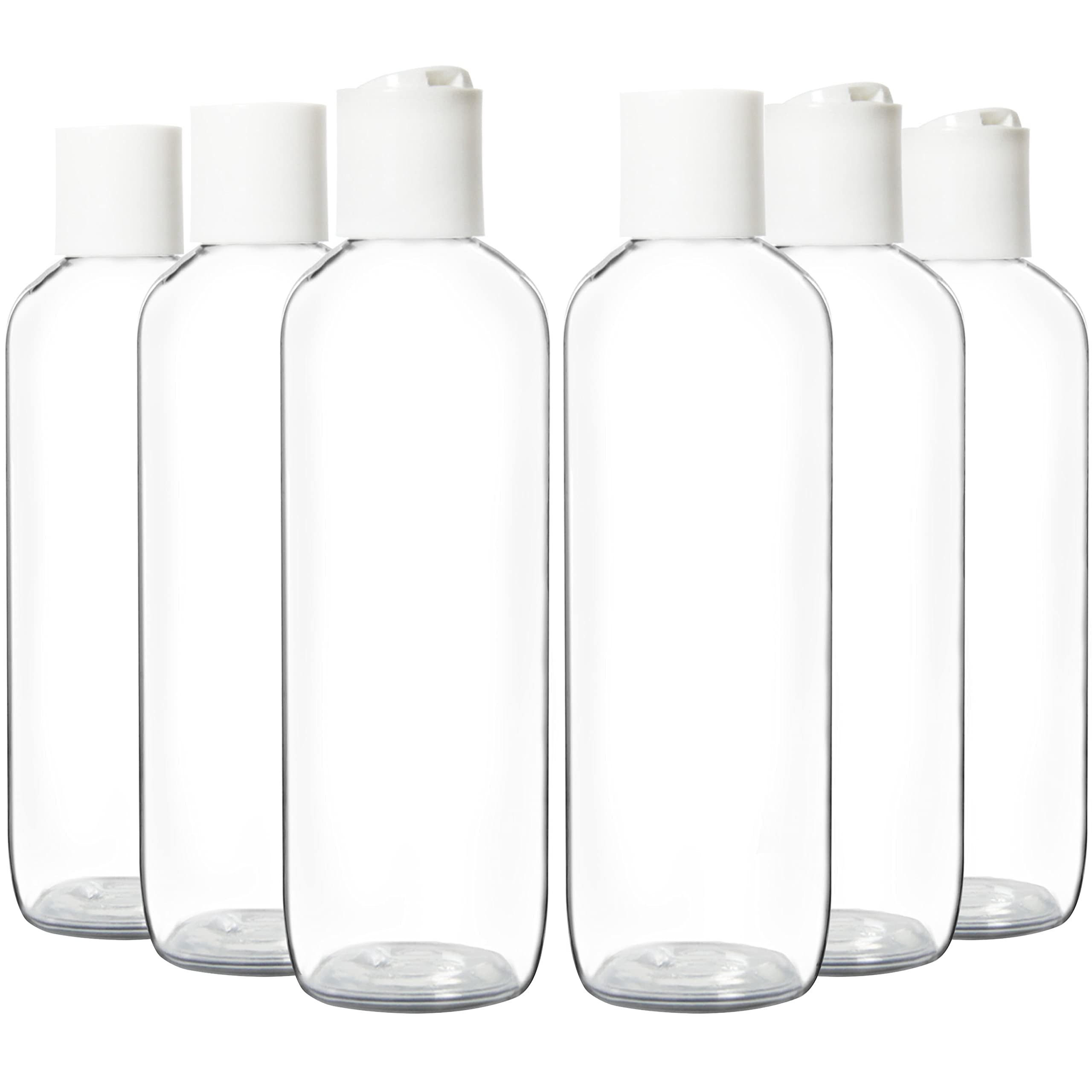 Youngever 10 Pack 250ML Empty Squeeze Containers with White Disc Cap, Plastic Bottles with Disc Top Flip Cap, Refillable Cosmetic Bottles, Squeeze Containers