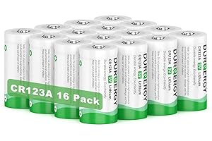 DURNERGY CR123A 3V Lithium Battery 16 Pack, 10 Years Shelf Life, 123 Batteries Lithium, 123A Lithium Batteries 3 Volt High Power, CR123 Battery, CR17345, CR17335, CR17345