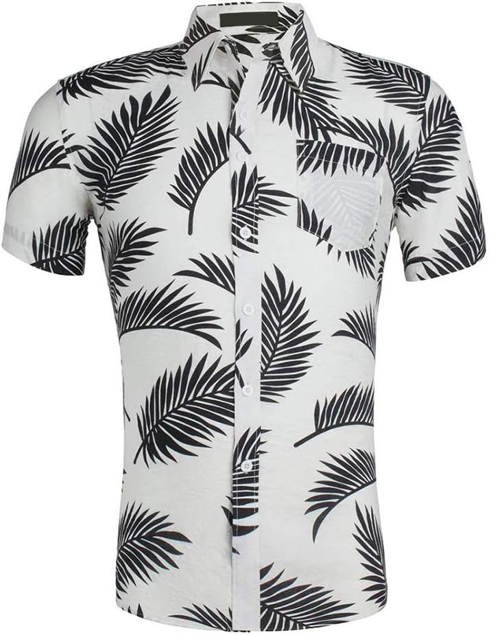 Men's Tropical Short Sleeve Floral Print Beach Aloha Hawaiian Quick Dry Shirts