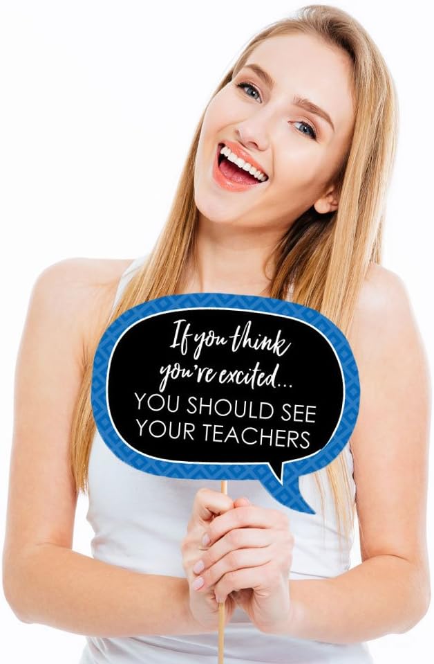 Big Dot of Happiness Funny Blue Grad - Best is Yet to Come - Royal Blue Graduation Party Photo Booth Props Kit - 10 Piece: Kitchen & Dining
