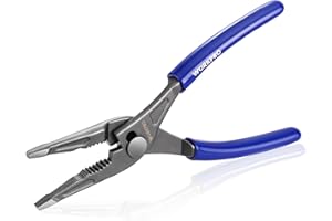 WORKPRO 8'' Long Nose Slip Joint Pliers, CR-V Needle Nose Pliers with Comfortable Grip Handles, 3-Zone Serrated Jaw from Premium Steel for Clamping, Tightening and Loosening