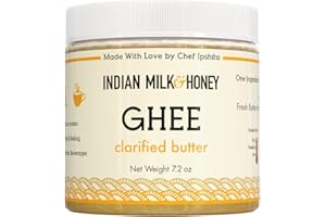 Indian Milk & Honey Classic Ghee Butter - Grass-Fed - 7.2 oz - Handmade & Locally Sourced - Lactose, Gluten & Casein Free - Ghee in Recyclable PET Jars