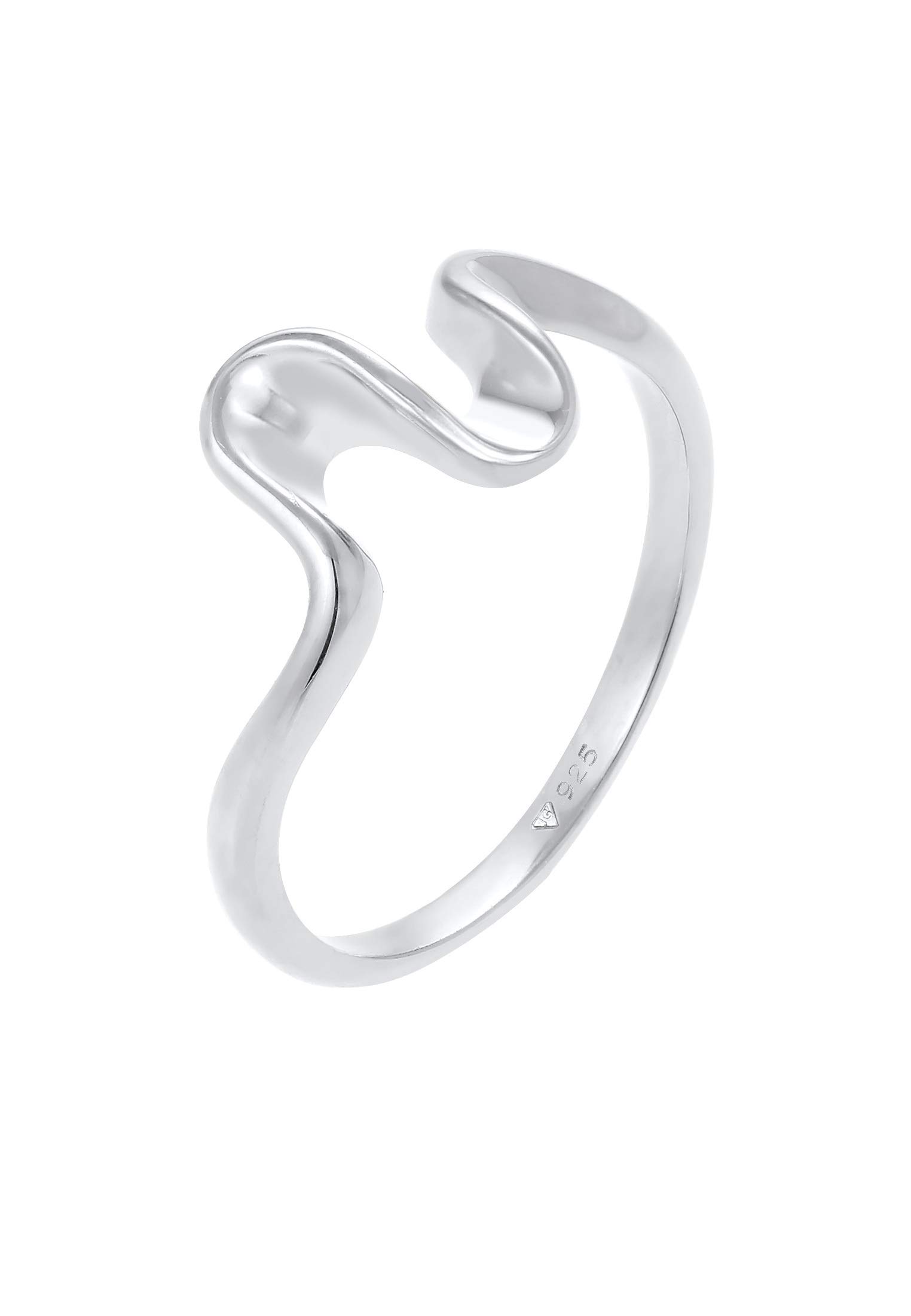Elli Women's 925 Sterling Silver Sea Wave Geo Maritime Ring, Size 56