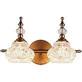 DJFHKO Brass Bathroom Light Fixture, Vintage 2 Light Vanity Lighting