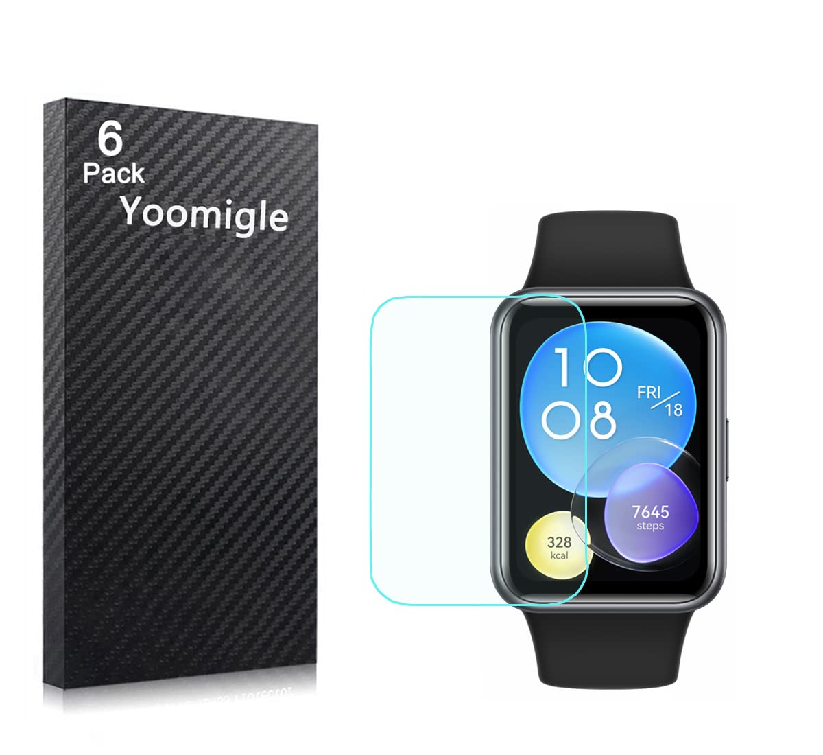 Yoomigle 6 Pack Compatible with Huawei Watch Fit 2 Screen Protector Film for Huawei Watch Fit 2 Smartwatch Screen Protectors Foils Screen Cover Crystal Clear HD Anti-Scratch Anti-Fingerprint