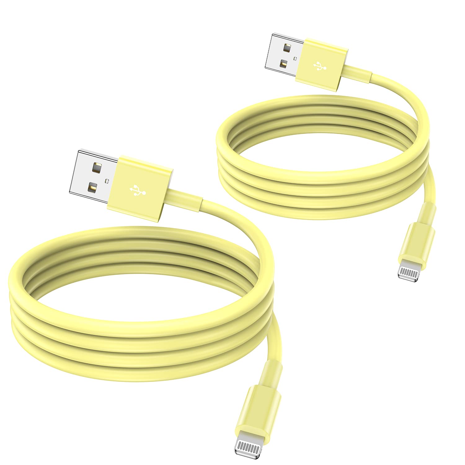 2 Pack Apple iPhone Lightning to USB Cable Cord 2m, Fast Charging Long Cables for iPhone 13/12 & More