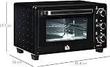 HOMCOM Mini Oven 21L Countertop Electric Grill Toaster 1400W Black view 3