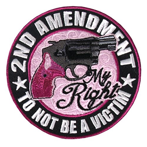 Hot Leathers, My Right, The 2nd Amendment, TO NOT BE A VICTIM - Saw/Iron-On Ladies Pink Gun PATCH 3.5"