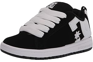 DC boys Court Graffik Skate Shoe, Black/White, 5 Big Kid US