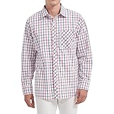 JupiterSecret Men's Plaid Button Down Shirts Cotton Long Sleeve Dress Shirt Business Shirts with Pocket