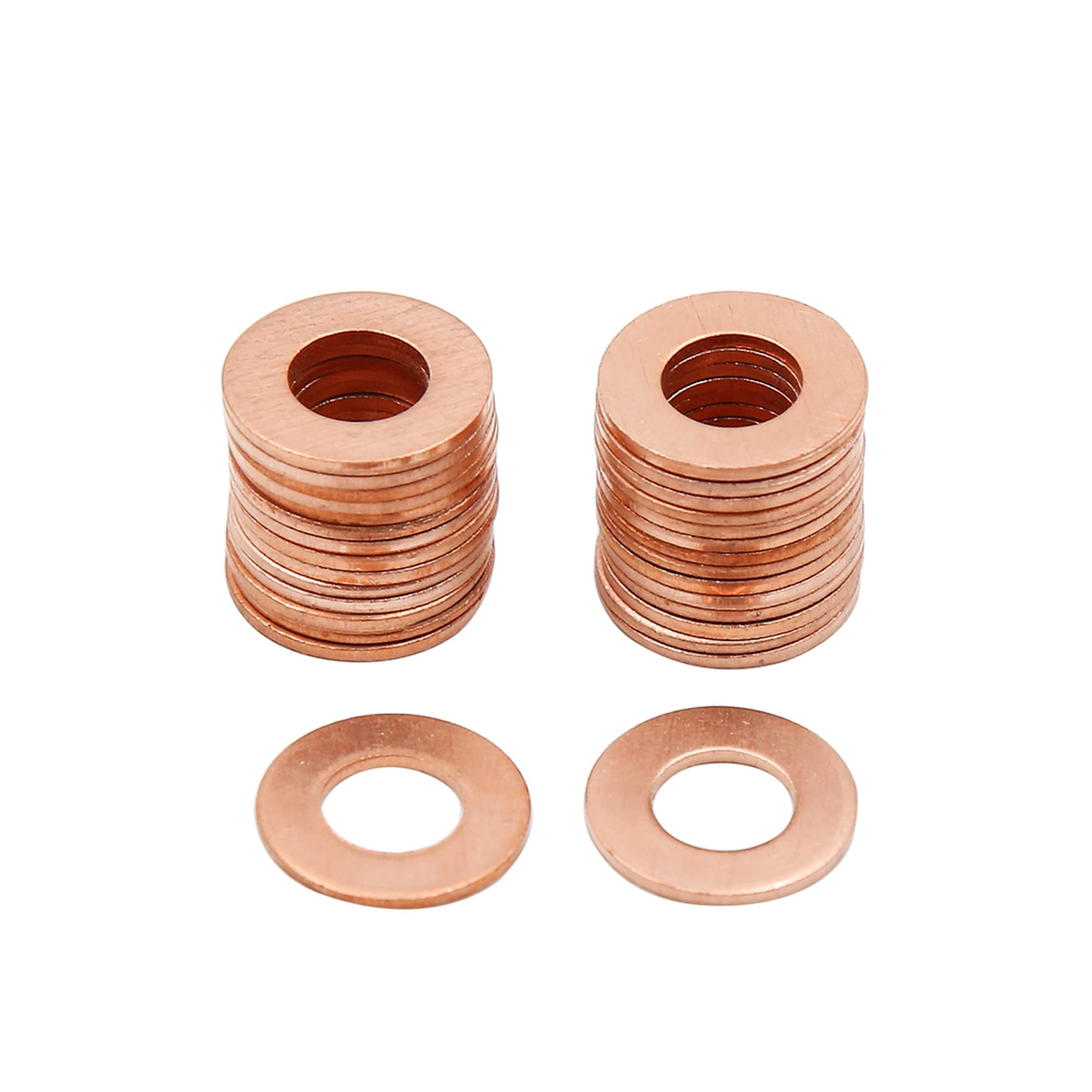 X AUTOHAUX 30pcs M7 x 14mm x 1mm Copper Flat Washer Sealing Ring for Screw Bolt โ image 1