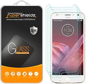 (3 Pack) Supershieldz for Motorola (Moto Z2 Play) Tempered Glass Screen Protector, 0.33mm, Anti Scratch