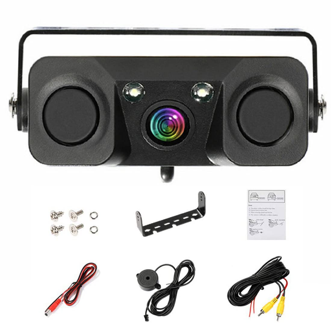Photo 1 of Polarlander 3 in 1 Rear View Camera Waterproof Video Parking Sensor Car Reverse Backup Camerawith 2 Radar Detector Sensors BiBi Alarm