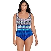 Longitude Plus Women's Swimwear Double X-Back Tank Soft Cup One Piece Swimsuit