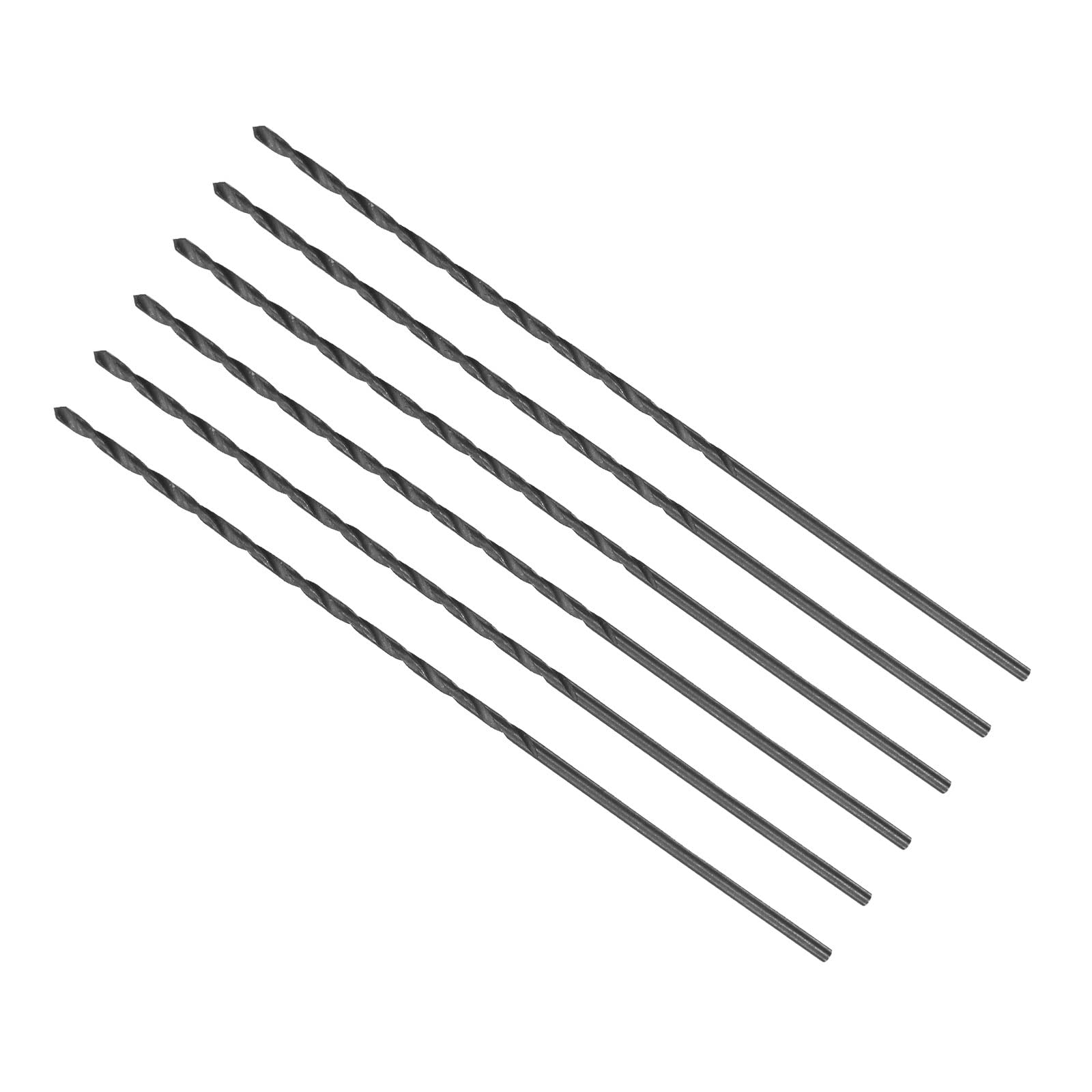 CoCud Twist Drill Bits, 1mm Drilling Diameter, Black Oxide High Speed Steel Extra Long Straight Shank - (Applications: for Stainless Steel Alloy Metal), 6-Pieces