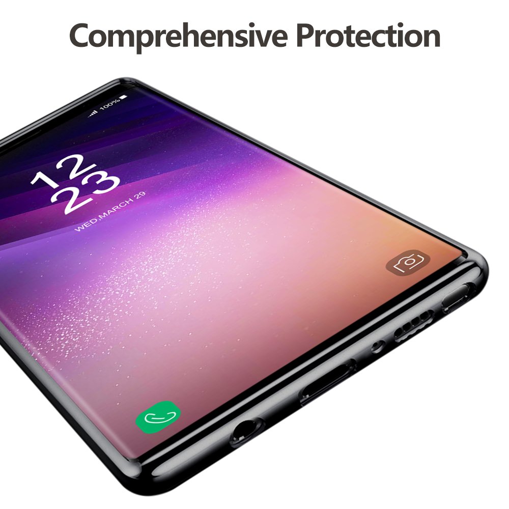 Hülle für Samsung Galaxy Note 8, Senisttech Ultra Dünn Full Protection Shockproof Schutzhülle With Electroplated Craft-Transparent TPU Silikon Handyhülle für Samsung Note 8 (Schwarz)