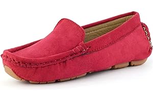 PPXID Girls Boys Suede Leather Slip-on Loafers Casual Boat Shoes Dress Shoes Oxford Flats
