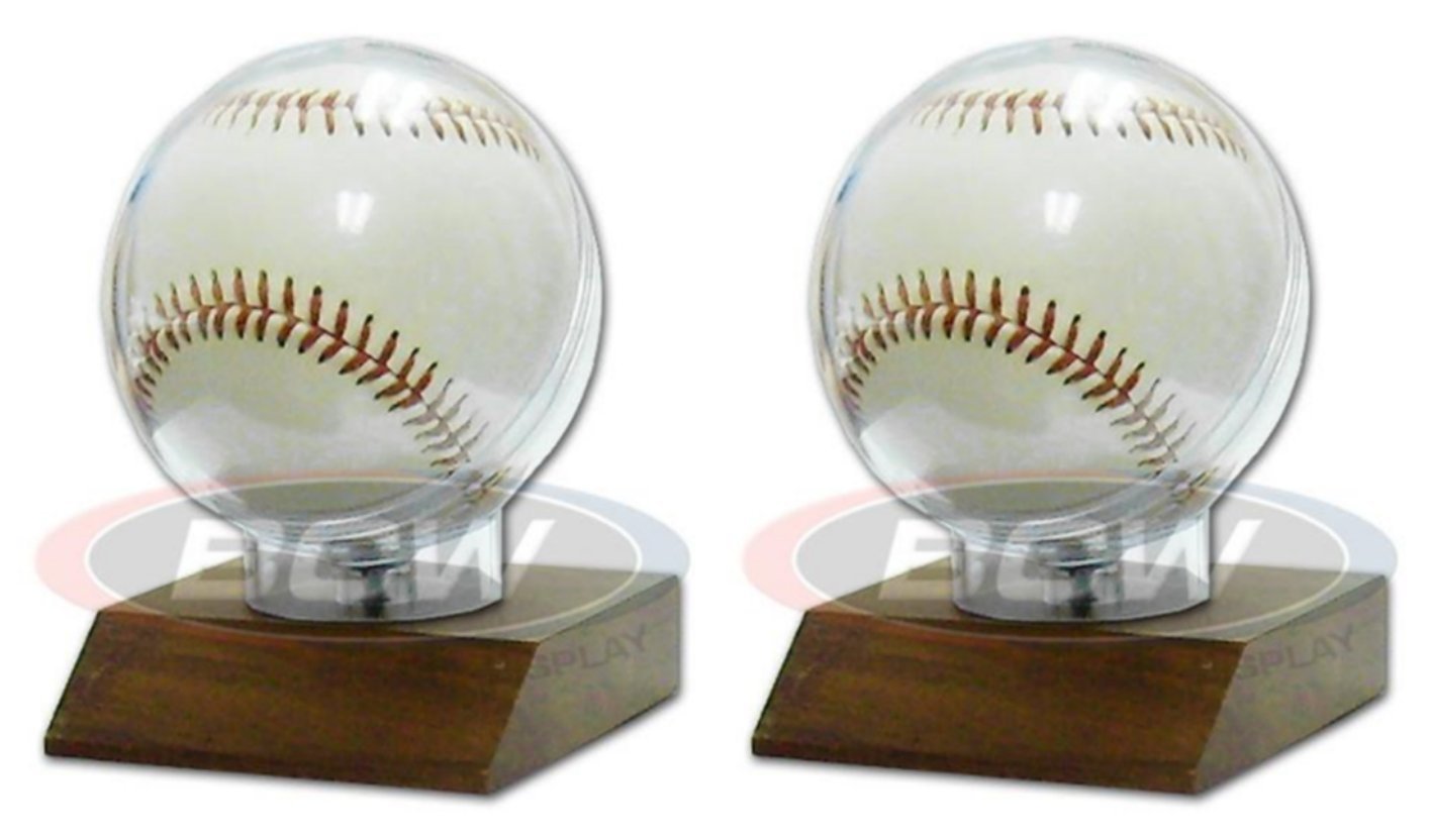 Real Hardwood Base Authentic Regulation Baseball Holder 2 Pack B C W 