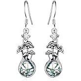 Mushroom Earrings 925 Sterling Silver Mushroom Moss Agate Earrings for Women Mushroom Jewelry Gifts for Women