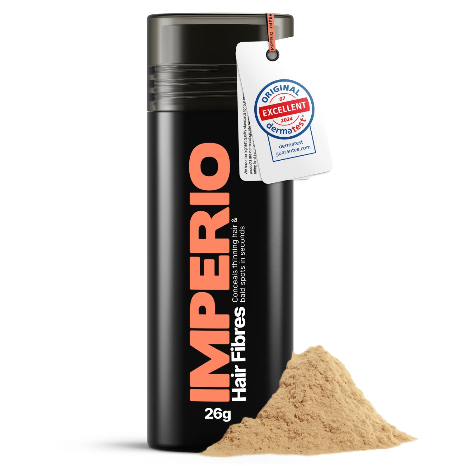 IMPERIO Hair Fibres for Thickening & Full Hair in Seconds. Shake-on hair filler for an Authentic Look. 100% Natural! Premium Salon Quality Hair Building Fibres - 26g (medium blonde)