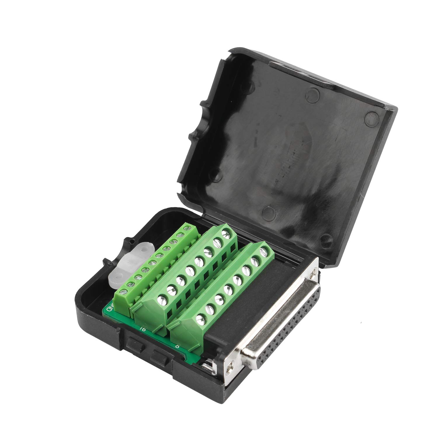 Futheda D-sub DB25 Female Breakout Board Adapter Connector 25-pin 2-row Solderless Port Serial Terminal Block Adapter Signal Module with Long Bolts Nuts with Case