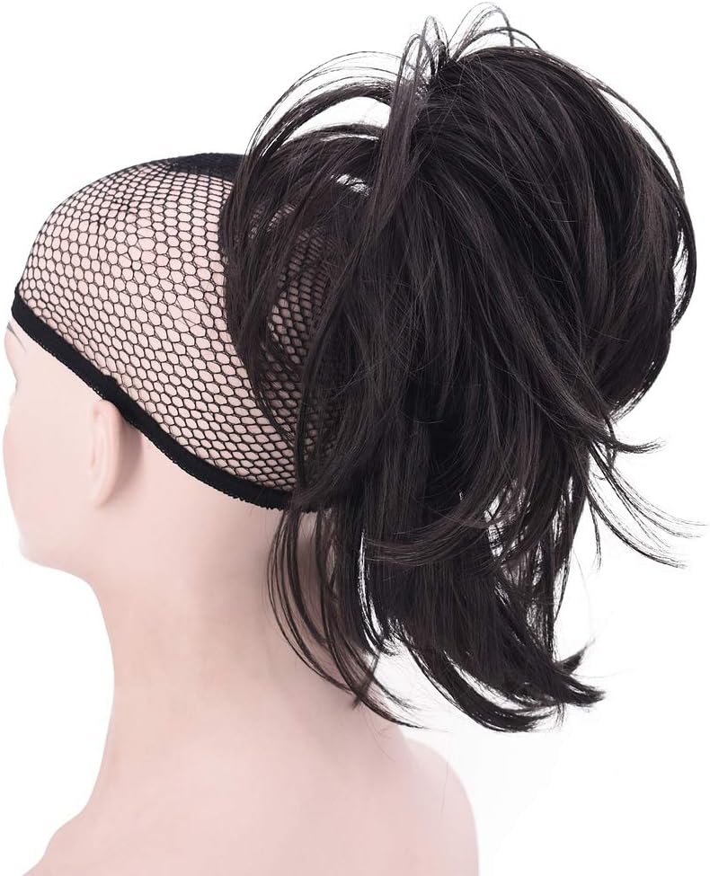 Ponytail Hair Extensions Messy Short Ponytail Synthetic Hair Clip in Ponytail (4)