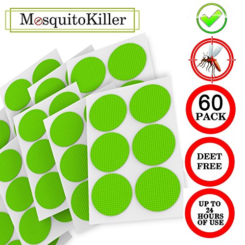 Mosquito Repellent Patch 3cm Resealable 60-COUNT Pack,Non-Toxic, DEET-Free, 24-Hour Protection, Apply to Skin and Clothes, Adult, Kid With Citronella, Peppermint, Lavender, Eucalyptus